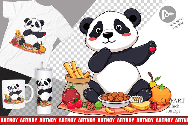 Picnic Panda Clipart Sublimation artnoy 