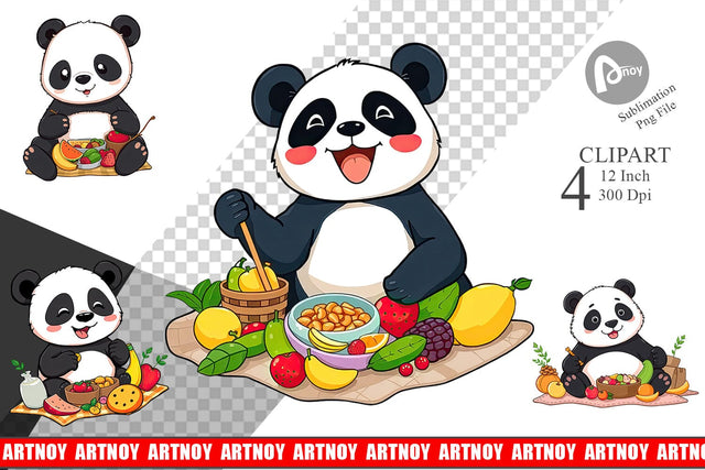 Picnic Panda Clipart Sublimation artnoy 