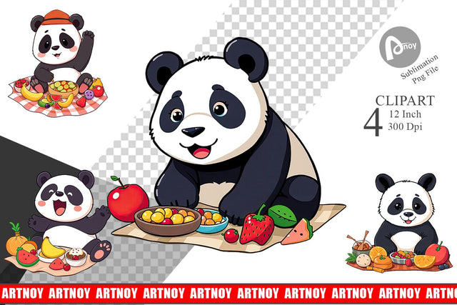 Picnic Panda Clipart Sublimation artnoy 
