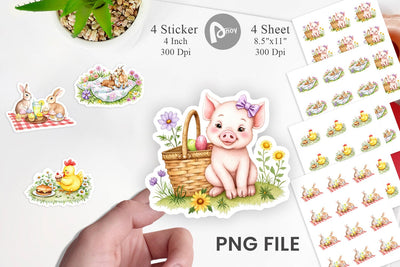 Picnic with Farm Animal Sticker Sublimation artnoy 