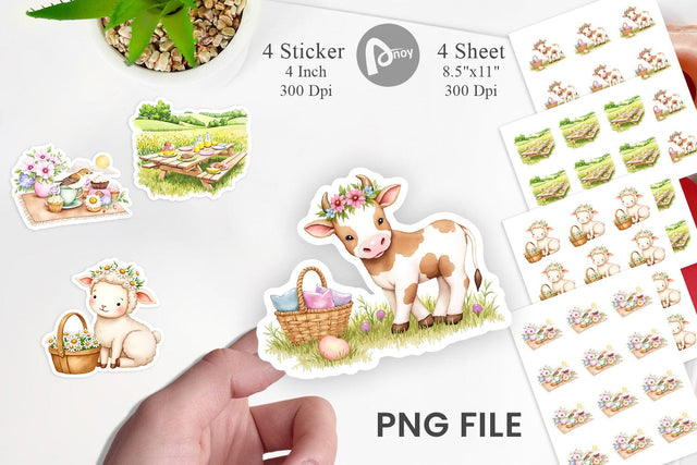 Picnic with Farm Animal Sticker Sublimation artnoy 