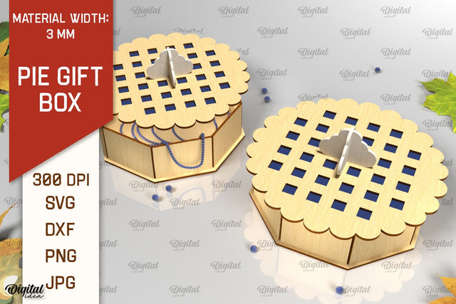 Pie Gift Box Laser Cut. Thanksgiving Box SVG Design SVG Evgenyia Guschina 