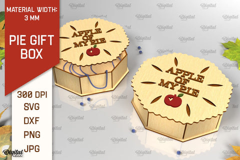 Pie Gift Box Laser Cut. Thanksgiving Box SVG Design SVG Evgenyia Guschina 