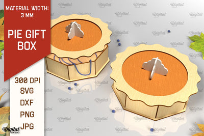 Pie Gift Box Laser Cut. Thanksgiving Box SVG Design SVG Evgenyia Guschina 