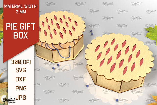 Pie Gift Box Laser Cut. Thanksgiving Box SVG Design SVG Evgenyia Guschina 