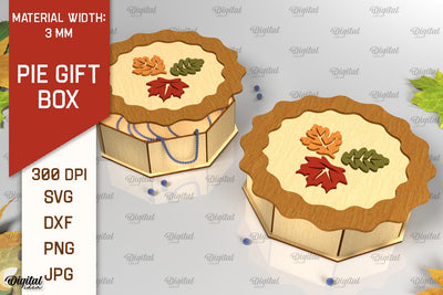 Pie Gift Box Laser Cut. Thanksgiving Box SVG Design SVG Evgenyia Guschina 