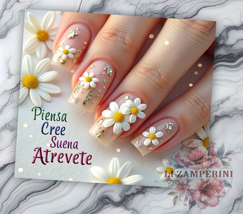 Piensa Cree Suena, Nail Art Tumbler, Inspirational Tumbler, Motivational Design, 20oz Sublimation, PNG Tumbler, Spanish Quote, Nail Technician Gift Sublimation Li Zamperini 