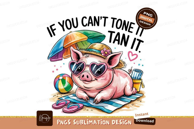 Pig Beach Vacation Summer Fun Artwork Sublimation Designangry 
