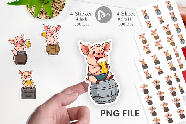 Pig Beer Day Sticker Sublimation artnoy 