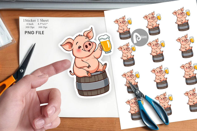 Pig Beer Day Sticker Sublimation artnoy 