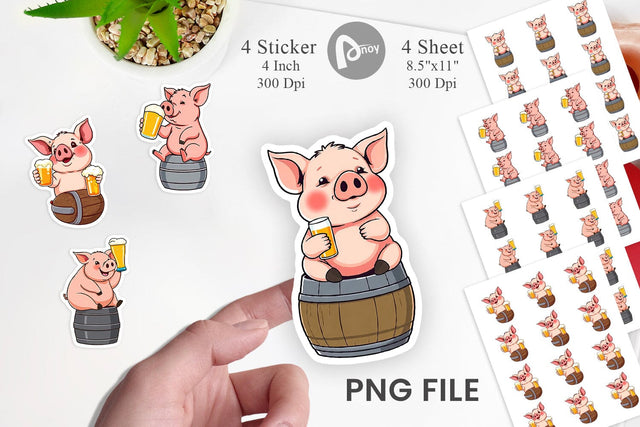 Pig Beer Day Sticker Sublimation artnoy 