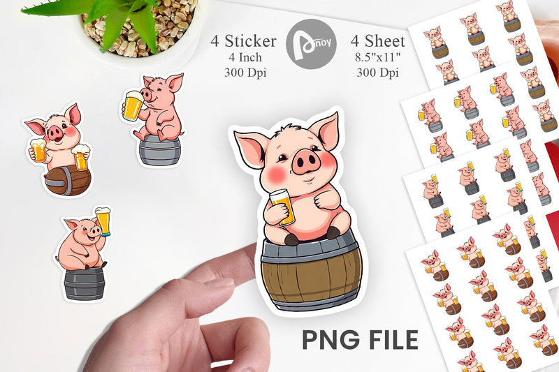 Pig Beer Day Sticker Sublimation artnoy 