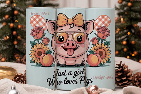 Pig Lover 20oz Tumbler Wrap Sublimation DesignSVG 
