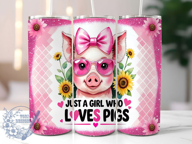Pig Lover Cute Farm Girl Tumbler, Just A Girl Tumbler Wrap, 20oz Tumbler Sublimation, Cute Farm Animal Design, Adorable Piggy Art, Country Girl Tumbler, Rustic Farm Life Wrap Sublimation ToriDesigns 