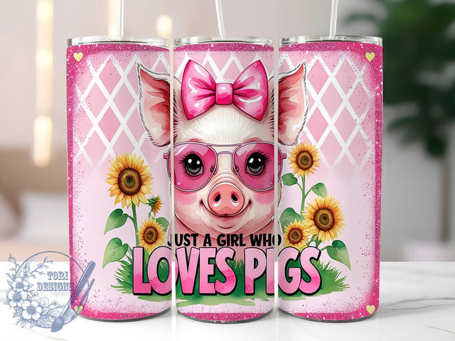 Pig Lover Cute Farm Girl Tumbler, Just A Girl Tumbler Wrap, 20oz Tumbler Sublimation, Cute Farm Animal Design, Adorable Piggy Art, Country Girl Tumbler, Rustic Farm Life Wrap Sublimation ToriDesigns 