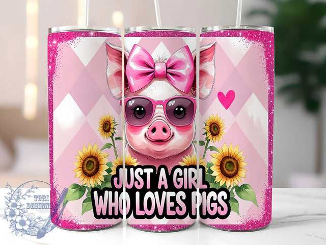 Pig Lover Cute Farm Girl Tumbler, Just A Girl Tumbler Wrap, 20oz Tumbler Sublimation, Cute Farm Animal Design, Adorable Piggy Art, Country Girl Tumbler, Rustic Farm Life Wrap Sublimation ToriDesigns 