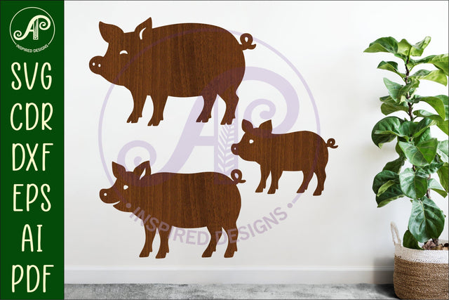 Pig silhouette laser cut outs SVG file SVG APInspireddesigns 