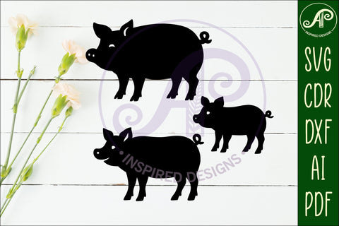 Pig silhouette laser cut outs SVG file SVG APInspireddesigns 