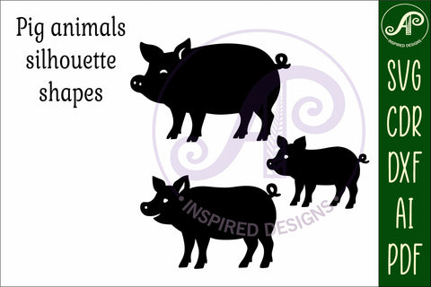 Pig silhouette laser cut outs SVG file SVG APInspireddesigns 