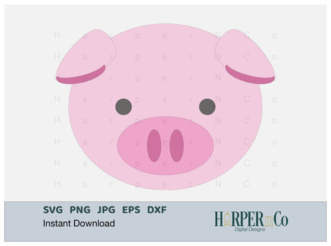 Pig SVG PNG Cut EPS File SVG HarperNCo 