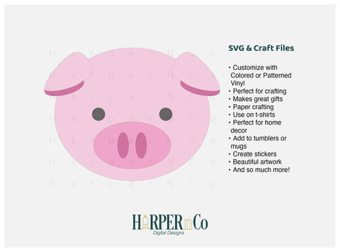 Pig SVG PNG Cut EPS File SVG HarperNCo 
