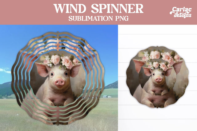 Pig Wind Spinner Sublimation Design Sublimation Carla C Designs 