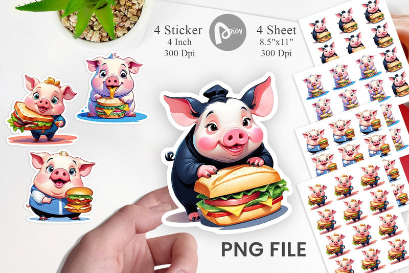 Pig with Sandwich Sticker Sublimation artnoy 