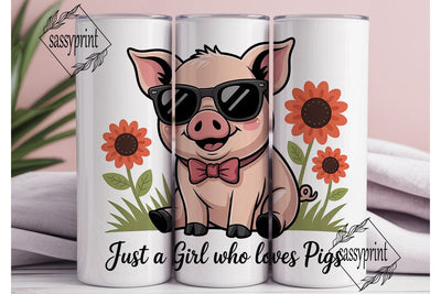 Pig with Sunglasses 20oz Tumbler Wrap Sublimation sassyprint 