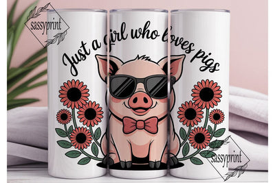 Pig with Sunglasses 20oz Tumbler Wrap Sublimation sassyprint 
