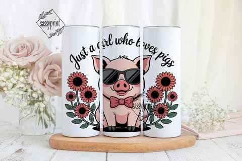 Pig with Sunglasses 20oz Tumbler Wrap Sublimation sassyprint 
