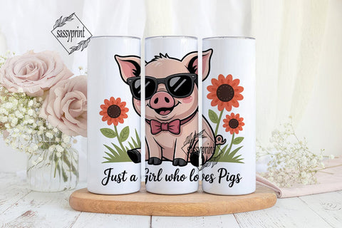 Pig with Sunglasses 20oz Tumbler Wrap Sublimation sassyprint 