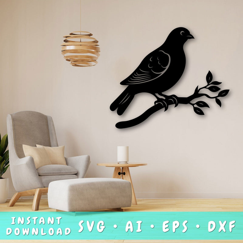 Pigeon Laser SVG Cut File, Pigeon Glowforge File, Pigeon DXF, Pigeon Wall Art SVG SVG HappyDesignStudio 