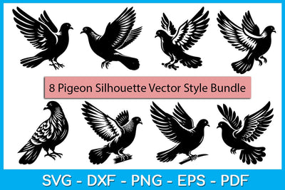 Pigeon Silhouette Vector Style Bundle SVG Creativedesigntee 