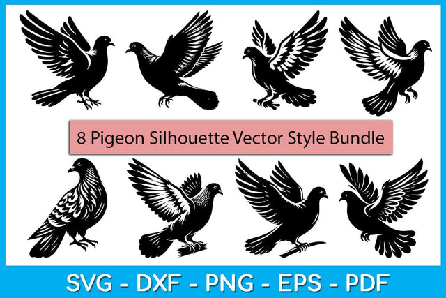 Pigeon Silhouette Vector Style SVG PNG Bundle SVG Creativedesigntee 