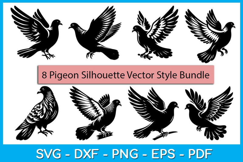 Pigeon Silhouette Vector Style SVG PNG Bundle SVG Creativedesigntee 