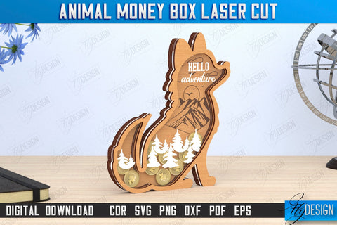 Piggy Bank Laser Cut Bundle | Shape of Animals | Money Box | Motivation Quotes | CNC Files SVG Fly Design 