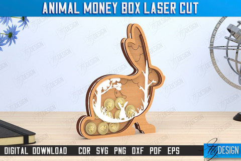 Piggy Bank Laser Cut Bundle | Shape of Animals | Money Box | Motivation Quotes | CNC Files SVG Fly Design 