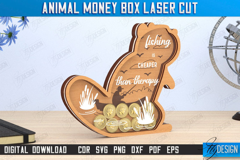 Piggy Bank Laser Cut | Shape of Beaver | Money Box | Motivation Quotes | CNC File SVG Fly Design 