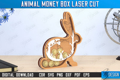 Piggy Bank Laser Cut | Shape of Bunny | Money Box | Motivation Quotes | CNC File SVG Fly Design 