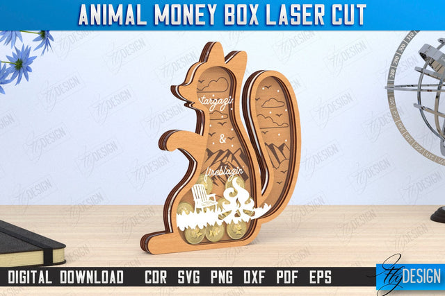 Piggy Bank Laser Cut | Shape of Squirrel | Money Box | Motivation Quotes | CNC File SVG Fly Design 