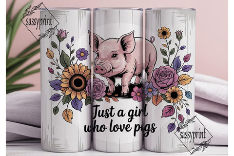 Piglet & Flowers 20oz Tumbler Wrap Sublimation sassyprint 