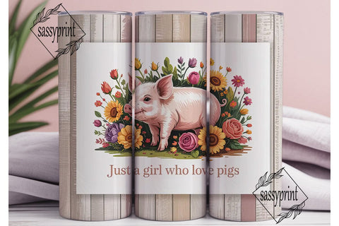 Piglet & Flowers 20oz Tumbler Wrap Sublimation sassyprint 