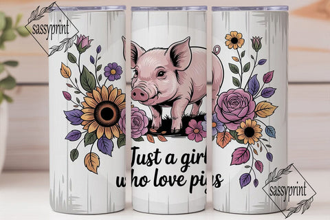 Piglet & Flowers 20oz Tumbler Wrap Sublimation sassyprint 