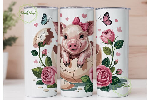 Piglet in Eggshell 20oz Tumbler Wrap Sublimation PixelChick 
