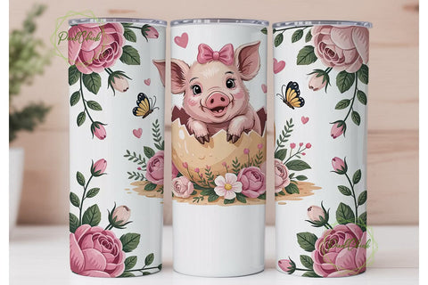 Piglet in Eggshell 20oz Tumbler Wrap Sublimation PixelChick 