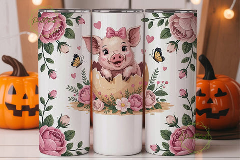 Piglet in Eggshell 20oz Tumbler Wrap Sublimation PixelChick 