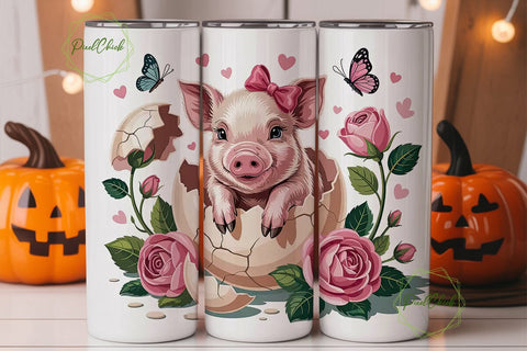 Piglet in Eggshell 20oz Tumbler Wrap Sublimation PixelChick 