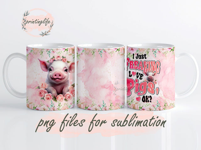 Pigs Mug Wrap Design, Instant Digital Design Download Mug Wrap Design, Mug Design PNG Sublimation PrintingLife 