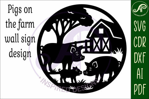 Pigs on the farm scene wall sign, SVG file. SVG APInspireddesigns 