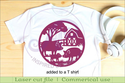 Pigs on the farm scene wall sign, SVG file. SVG APInspireddesigns 